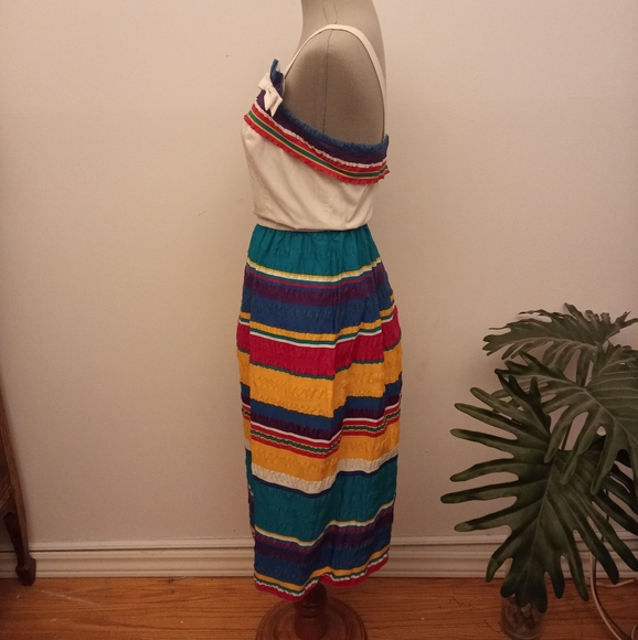 Vintage 80's cotton summer dress size Large - Picture 5 of 8